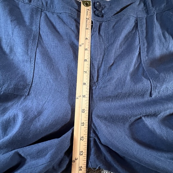 NWT Laura Scott Linen Capri Pants 18 Blue Cropped Plus Size Casual Lightweight - Picture 8 of 9